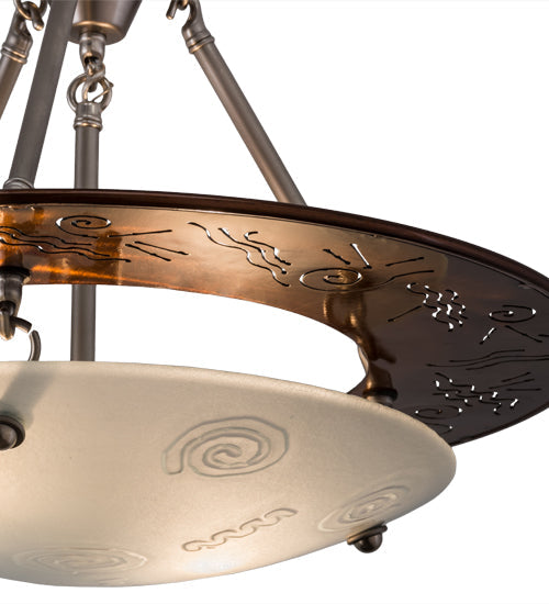 Meyda Lighting Metro 21" 2-Light Nickel & Transparent Copper Super Nova Semi-flush Mount Light With Clear Frosted Shade Glass