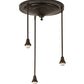 Meyda Lighting Metro 24" 3-Light Craftsman Brown Cascading Pendant Light With Peach Swirl Shade Glass