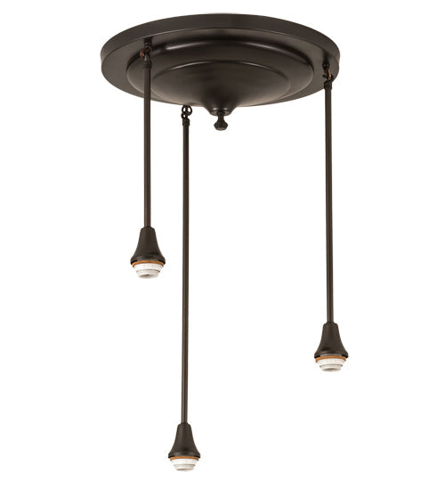 Meyda Lighting Metro 24" 3-Light Craftsman Brown Cascading Pendant Light With Peach Swirl Shade Glass