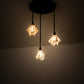 Meyda Lighting Metro 24" 3-Light Craftsman Brown Cascading Pendant Light With Peach Swirl Shade Glass