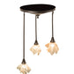 Meyda Lighting Metro 24" 3-Light Craftsman Brown Cascading Pendant Light With Peach Swirl Shade Glass