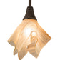 Meyda Lighting Metro 24" 3-Light Craftsman Brown Cascading Pendant Light With Peach Swirl Shade Glass