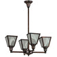 Meyda Lighting Metro 27" 4-Light Weathered Antique Brass Chandelier With White Baroque Shade Glass