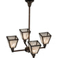 Meyda Lighting Metro 27" 4-Light Weathered Antique Brass Chandelier With White Baroque Shade Glass