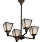 Meyda Lighting Metro 27" 4-Light Weathered Antique Brass Chandelier With White Baroque Shade Glass