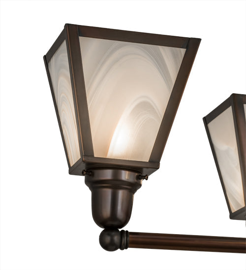 Meyda Lighting Metro 27" 4-Light Weathered Antique Brass Chandelier With White Baroque Shade Glass
