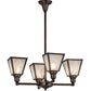 Meyda Lighting Metro 27" 4-Light Weathered Antique Brass Chandelier With White Baroque Shade Glass