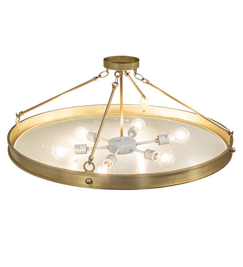Meyda Lighting Metro 32" 6-Light Brushed Brass Fusion Super Nova Semi-flush Mount Light With Clear Frosted Shade Glass