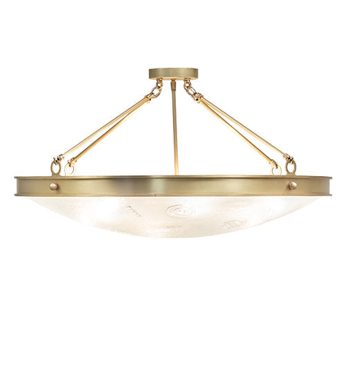 Meyda Lighting Metro 32" 6-Light Brushed Brass Fusion Super Nova Semi-flush Mount Light With Clear Frosted Shade Glass