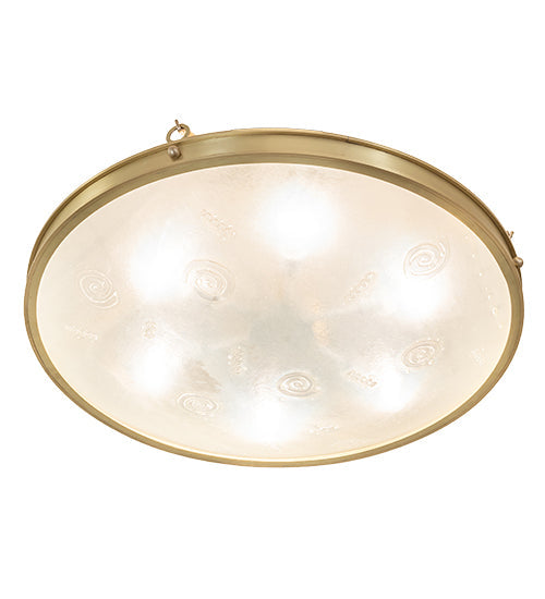 Meyda Lighting Metro 32" 6-Light Brushed Brass Fusion Super Nova Semi-flush Mount Light With Clear Frosted Shade Glass