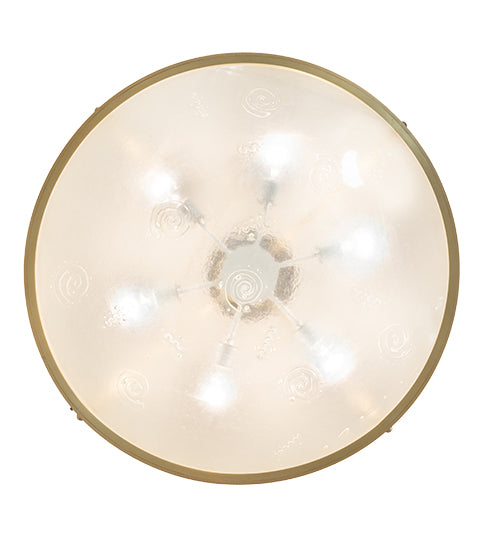 Meyda Lighting Metro 32" 6-Light Brushed Brass Fusion Super Nova Semi-flush Mount Light With Clear Frosted Shade Glass