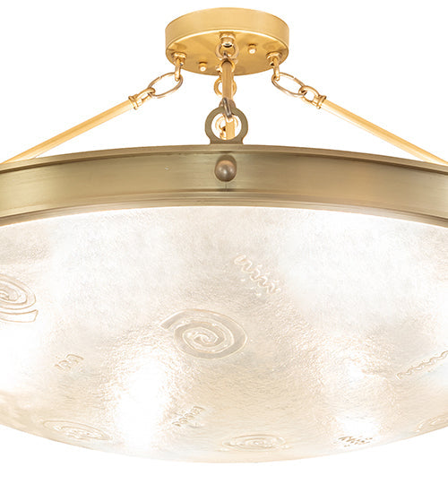 Meyda Lighting Metro 32" 6-Light Brushed Brass Fusion Super Nova Semi-flush Mount Light With Clear Frosted Shade Glass