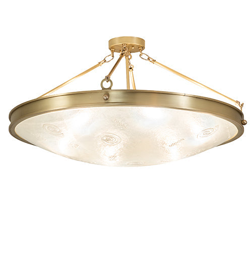 Meyda Lighting Metro 32" 6-Light Brushed Brass Fusion Super Nova Semi-flush Mount Light With Clear Frosted Shade Glass