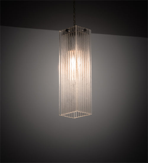 Meyda Lighting Metro 4" Extreme Chrome Murano Mini Pendant Light With Clear Texture Shade Glass