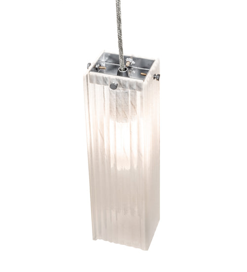 Meyda Lighting Metro 4" Extreme Chrome Murano Mini Pendant Light With Clear Texture Shade Glass
