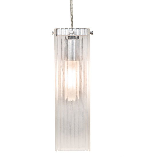 Meyda Lighting Metro 4" Extreme Chrome Murano Mini Pendant Light With Clear Texture Shade Glass
