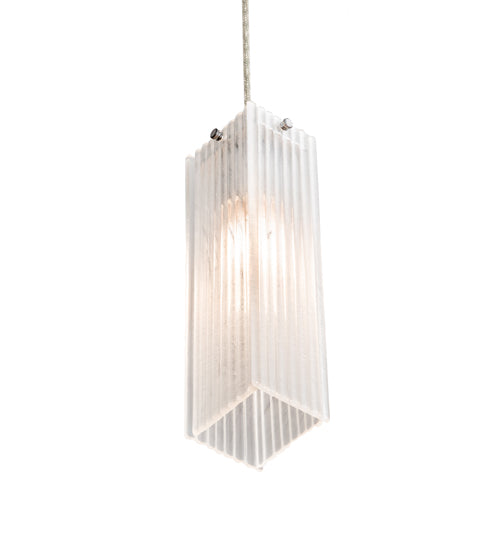 Meyda Lighting Metro 4" Extreme Chrome Murano Mini Pendant Light With Clear Texture Shade Glass
