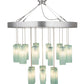 Meyda Lighting Metro 48" 18-Light Extreme Chrome Murano Cascading Pendant Light With Elida Murano Clear Shade Glass