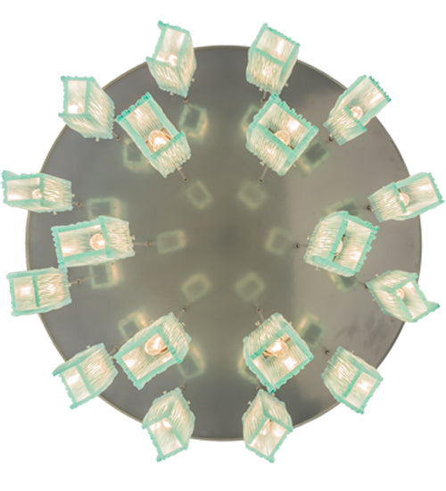 Meyda Lighting Metro 48" 18-Light Extreme Chrome Murano Cascading Pendant Light With Elida Murano Clear Shade Glass