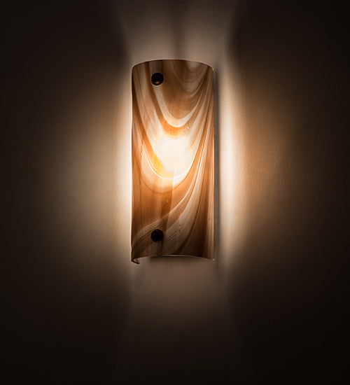Meyda Lighting Metro 5" Oil Rubbed Bronze Midland Wall Sconce With Cinnamon Baroque Shade Glass