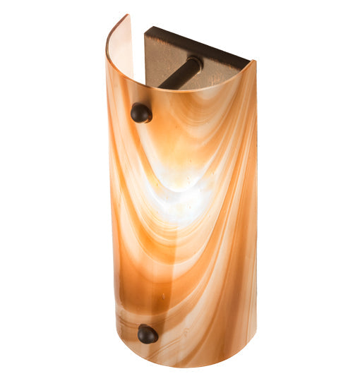 Meyda Lighting Metro 5" Oil Rubbed Bronze Midland Wall Sconce With Cinnamon Baroque Shade Glass