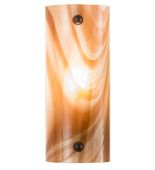 Meyda Lighting Metro 5" Oil Rubbed Bronze Midland Wall Sconce With Cinnamon Baroque Shade Glass