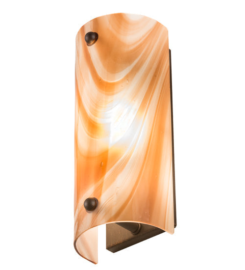Meyda Lighting Metro 5" Oil Rubbed Bronze Midland Wall Sconce With Cinnamon Baroque Shade Glass