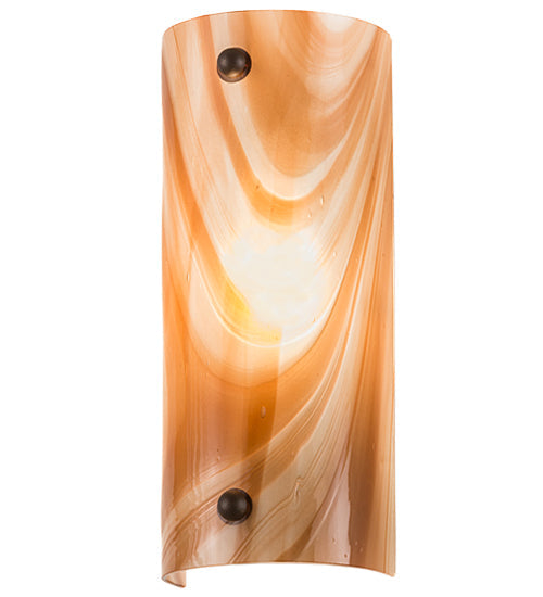 Meyda Lighting Metro 5" Oil Rubbed Bronze Midland Wall Sconce With Cinnamon Baroque Shade Glass