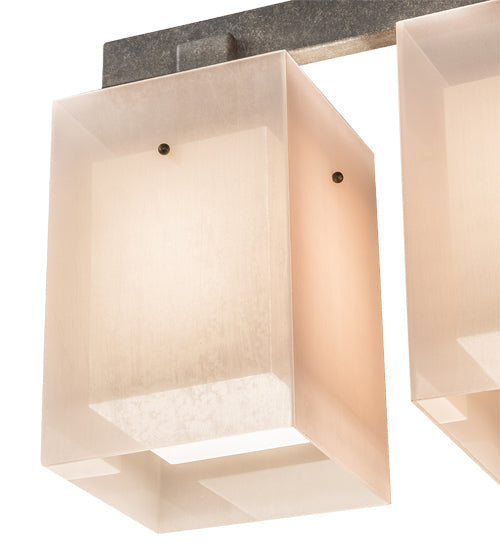 Meyda Lighting Metro 55" 5-Light Golden Bronze Quadrato Island Pendant Light With Beige & White Textrene Shade