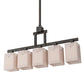 Meyda Lighting Metro 55" 5-Light Golden Bronze Quadrato Island Pendant Light With Beige & White Textrene Shade