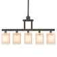 Meyda Lighting Metro 55" 5-Light Golden Bronze Quadrato Island Pendant Light With Beige & White Textrene Shade