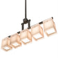 Meyda Lighting Metro 55" 5-Light Golden Bronze Quadrato Island Pendant Light With Beige & White Textrene Shade