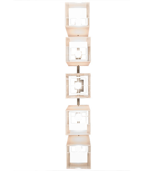 Meyda Lighting Metro 55" 5-Light Golden Bronze Quadrato Island Pendant Light With Beige & White Textrene Shade