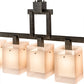 Meyda Lighting Metro 55" 5-Light Golden Bronze Quadrato Island Pendant Light With Beige & White Textrene Shade