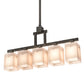 Meyda Lighting Metro 55" 5-Light Golden Bronze Quadrato Island Pendant Light With Beige & White Textrene Shade