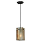 Meyda Lighting Metro 6" Black Cinnamon Swirl Mini Pendant Light With Amber Quadrato Shade Glass
