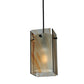 Meyda Lighting Metro 6" Black Cinnamon Swirl Mini Pendant Light With Amber Quadrato Shade Glass