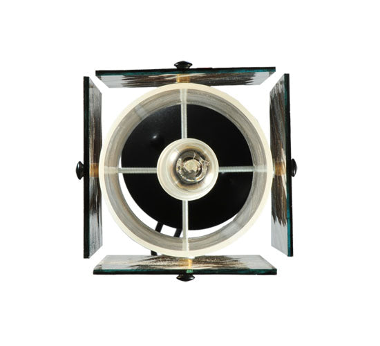Meyda Lighting Metro 6" Black Cinnamon Swirl Mini Pendant Light With Amber Quadrato Shade Glass
