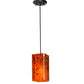 Meyda Lighting Metro 6" Black Magma Mini Pendant Light With Orange Quadrato Shade Glass