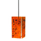 Meyda Lighting Metro 6" Black Magma Mini Pendant Light With Orange Quadrato Shade Glass