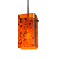 Meyda Lighting Metro 6" Black Magma Mini Pendant Light With Orange Quadrato Shade Glass