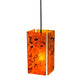 Meyda Lighting Metro 6" Black Magma Mini Pendant Light With Orange Quadrato Shade Glass