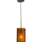 Meyda Lighting Metro 6" Black Mini Pendant Light With Amber Quadrato Shade Glass