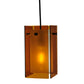 Meyda Lighting Metro 6" Black Mini Pendant Light With Amber Quadrato Shade Glass