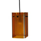 Meyda Lighting Metro 6" Black Mini Pendant Light With Amber Quadrato Shade Glass