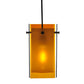 Meyda Lighting Metro 6" Black Mini Pendant Light With Amber Quadrato Shade Glass