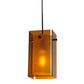 Meyda Lighting Metro 6" Black Mini Pendant Light With Amber Quadrato Shade Glass