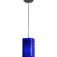 Meyda Lighting Metro 6" Black Mini Pendant Light With Blue Quadrato Shade Glass