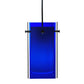 Meyda Lighting Metro 6" Black Mini Pendant Light With Blue Quadrato Shade Glass