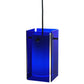 Meyda Lighting Metro 6" Black Mini Pendant Light With Blue Quadrato Shade Glass